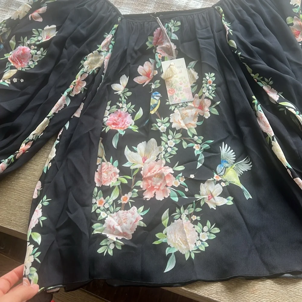 NEW NWT Johnny Was BYRDIE VISCOSE BLOUSE Floral Black size M - Picture 9 of 10